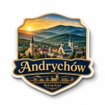 Magnes pamiątkowy Andrychów z panoramą miasta