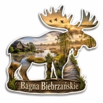 Magnes pamiątkowy z motywem Bagien Biebrzańskich w kształcie łosia