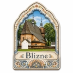 Magnes pamiątkowy Blizne z motywem drewnianego kościoła