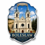Pamiątkowy magnes Bolesław z motywem kościoła