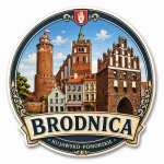 Pamiątkowy magnes Brodnica z motywem miasta