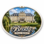 Magnes pamiątkowy przedstawiający Pałac Brühla w Brodach