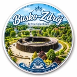 Magnes pamiątkowy przedstawiający Tężnię Solankową w Busku-Zdroju