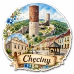Magnes pamiątkowy Chęciny – zamek i miasto