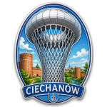 Magnes Ciechanów z motywem wieży obserwacyjnej i zamku