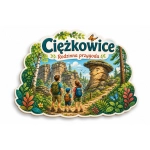 Pamiątkowy magnes Ciężkowice z rodzinną przygodą w lesie