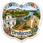 Pamiątkowy magnes Drohiczyn przedstawiający motyw historycznych budowli