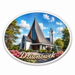 Pamiątkowy magnes Dziwnówek na białej płycie HDF
