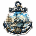 Pamiątkowy magnes Gdynia z motywem kotwicy