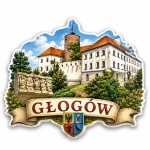 Pamiątkowy magnes Głogów z motywem zamku