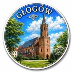 Magnes pamiątkowy Głogów z motywem kościoła
