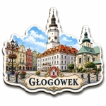 Pamiątkowy magnes Głogówek z widokiem na ratusz i historyczne budynki