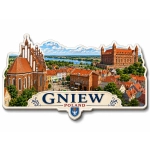 Magnes pamiątkowy z panoramą Gniew