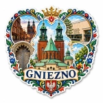 Magnes pamiątkowy Gniezno z nadrukiem UV