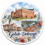 Magnes Golub-Dobrzyń z widokiem na zamek, ratusz i rzekę