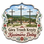 Pamiątkowy magnes z widokiem na Górę Trzech Krzyży w Kazimierzu Dolnym