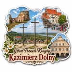 Pamiątkowy magnes przedstawiający Górę Trzech Krzyży w Kazimierzu Dolnym
