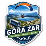 Magnes Góra Żar z motywem paralotni, widoku i kolejki