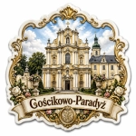 Magnes pamiątkowy Gościkowo-Paradyż z motywem barokowego kościoła i pałacu