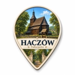 Magnes Haczów z motywem drewnianej świątyni