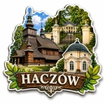 Magnes pamiątkowy Haczów z motywem architektury
