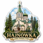Pamiątkowy magnes z wizerunkiem Soboru Świętej Trójcy w Hajnówce