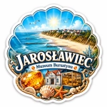 Magnes pamiątkowy Jarosławiec na białej płycie HDF