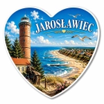 Pamiątkowy magnes Jarosławiec z widokiem latarni morskiej, plaży i morza