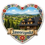 Magnes Jaworzynka w kształcie serca z motywami ludowymi