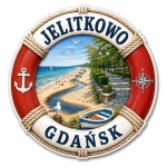 Magnes pamiątkowy przedstawiający plażę w Jelitkowie