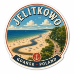 Magnes pamiątkowy przedstawiający plażę w Jelitkowie