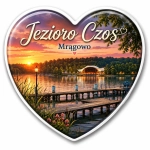 Magnes pamiątkowy Jezioro Czos z widokiem jeziora o zachodzie słońca