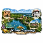 Pamiątkowy magnes Jezioro Łagowskie z motywem zamków i krajobrazu