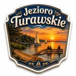 Pamiątkowy magnes Jezioro Turawskie z widokiem zachodu słońca nad jeziorem