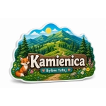 Magnes Kamienica z motywem górskiego krajobrazu, lasów sosnowych i ścieżki prowadzącej na szczyt