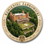 Magnes Kamieniec Ząbkowicki z widokiem zamku otoczonego zielenią