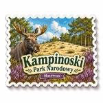 Magnes pamiątkowy Kampinoski Park Narodowy z motywem łosia