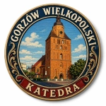 Pamiątkowy magnes z motywem katedry w Gorzowie Wielkopolskim