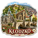 Pamiątkowy magnes Kłodzko z widokiem na zamek i katedrę