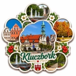 Pamiątkowy magnes Kluczbork z motywem miasta