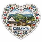 Magnes pamiątkowy Koniaków z motywem koronki