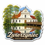 Magnes pamiątkowy z kościołem na wodzie w Zwierzyńcu
