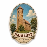 Pamiątkowy magnes Inowłódz z motywem kościoła św. Idziego