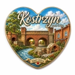 Magnes pamiątkowy z Kostrzyna nad Odrą przedstawiający most nad rzeką