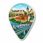 Pamiątkowy magnes Krapkowice z motywem miasta