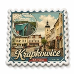 Magnes Krapkowice z motywem ulicy i mostu nad rzeką