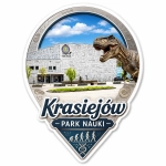 Pamiątkowy magnes Krasiejów z motywem Parku Nauki i Ewolucji Człowieka