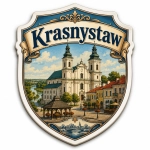 Pamiątkowy magnes Krasnystaw z motywem katedry