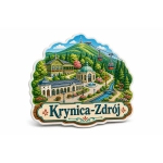 Magnes pamiątkowy Krynica-Zdrój z parkiem, fontanną i gondolą wyciągową
