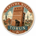 Magnes pamiątkowy z motywem Krzywej Wieży w Toruniu
